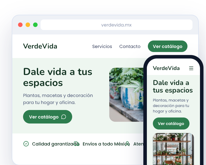 Ejemplo de landing page para tienda de plantas