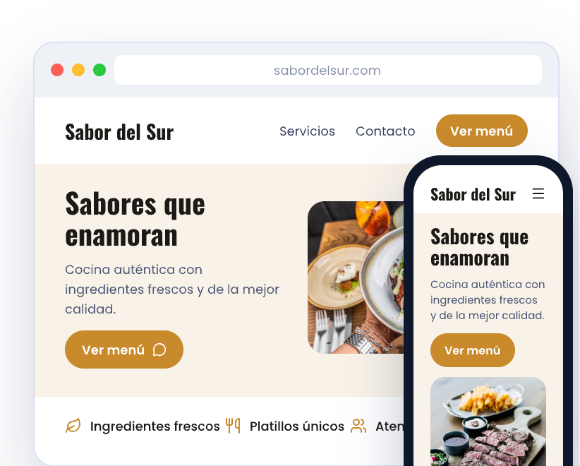 Ejemplo de landing page para restaurante